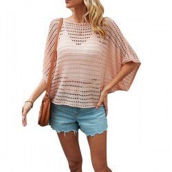 2025 Summer European and American cross-border women's clothing, Amazon Temu new solid-color vest and hollowed-out beach coverup.