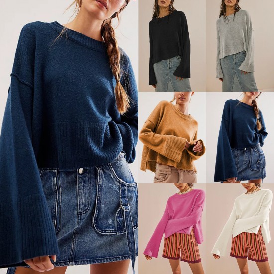 2025 Autumn/Winter New European and American Cross-Border Women's Clothing Button Sweater Hot-Selling Cable Knit Loose Solid Color Pullover Sweater