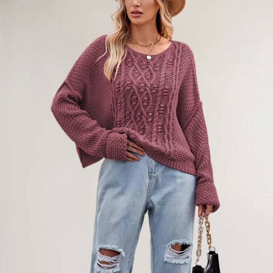 2025 New Winter Cross-Border Amazon Temu Hot-Selling V-Neck Loose European and American Women's Fashion Pullover Sweaters