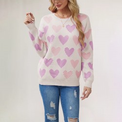 2025 autumn and winter new cross-border Amazon temu hot-selling Valentine's Day heart-shaped loose sweaters for women.