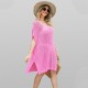 2024 summer Amazon Temu European and American hot-selling solid-color hollowed-out V-neck loose plus-size tassel beach dress.