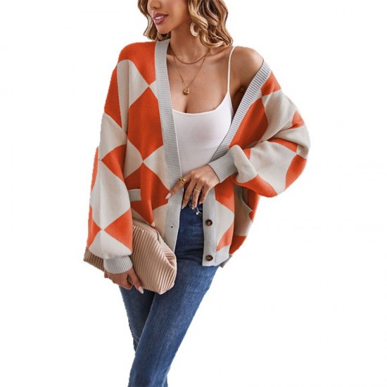 European and American women's Amazon new 2025 Valentine's Day heart-shaped pocket V-neck mid-length knitted cardigan