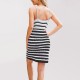 2025 Amazon new contrasting striped European and American fashion short top and vest dress set.