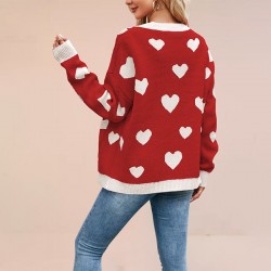 New European and American autumn/winter cross-border women's best-selling Valentine's Day heart-shaped pullover sweater, 2025 plus-size loose sweater