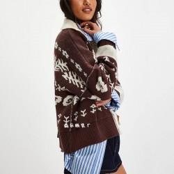 2025 Autumn and Winter New European and American Cross-border Foreign Trade Hot-selling Loose Midi-length Knitted Sweater