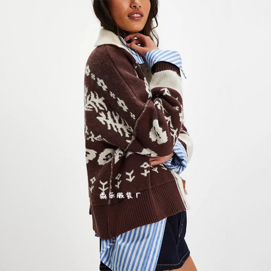 2025 Autumn and Winter New European and American Cross-border Foreign Trade Hot-selling Loose Midi-length Knitted Sweater