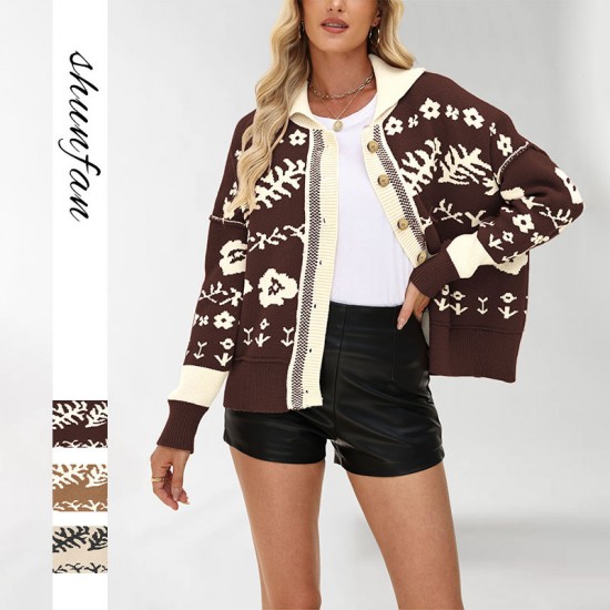 2025 autumn and winter new European and American foreign trade influencer hot-selling sweater, Valentine's Day heart-shaped pullover with large peach color contrasting sweater