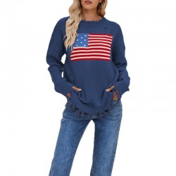 Autumn/winter 2025 new cross-border women's tiktop casual striped colorblock knitted round-neck oversized sweater tops