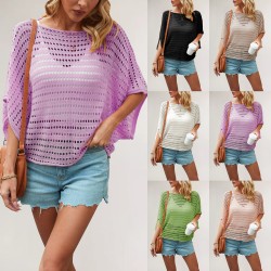 2025 Summer European and American cross-border women's clothing, Amazon Temu new solid-color vest and hollowed-out beach coverup.