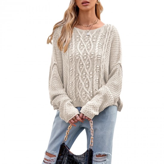 2025 New Winter Cross-Border Amazon Temu Hot-Selling V-Neck Loose European and American Women's Fashion Pullover Sweaters