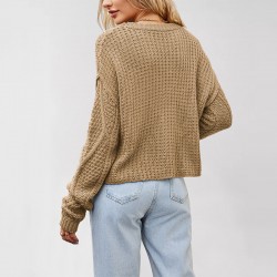 Autumn/Winter Amazon Tiktok Cross-Border European and American Women's Clothing 2025 New Hot-Selling V-Neck Solid Color Off-The-Shoulder Knitwear