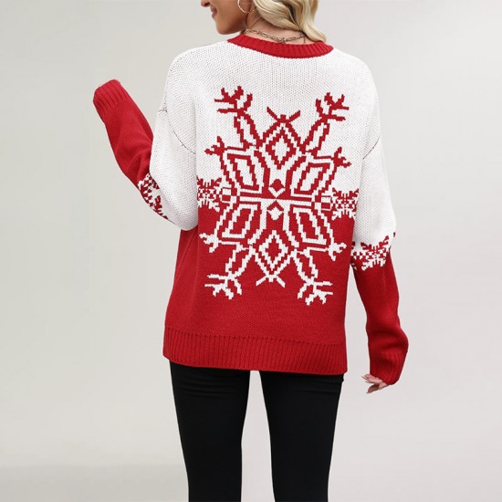 Cross-border European and American women's Amazon Valentine's Day 2025 hot-selling autumn and winter high-neck colorblock heart-shaped peach slim-fit sweater