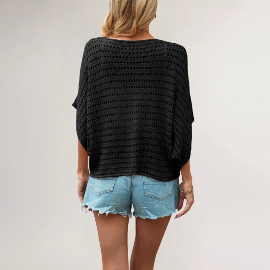 2025 Summer European and American cross-border women's clothing, Amazon Temu new solid-color vest and hollowed-out beach coverup.