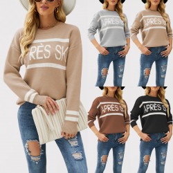 2025 Fall/Winter new Amazon large-size loose-fitting sweater for European and American women. Round-neck fashionable pullover sweater