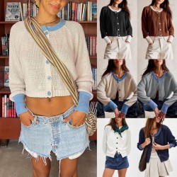 25 Winter New Cross-border Amazon Temu Hot-selling Women's Fashion Lapel Loose Oversized Sweater Jacket