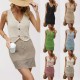 2025 Summer Amazon new sexy knitted tank top and striped colorblock beach dress for women.