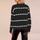New Cross-Border European and American Women's 2025 Hot-Selling Autumn and Winter Digital Colorblock Knitted Pullover Loose Long-Sleeved Sweater