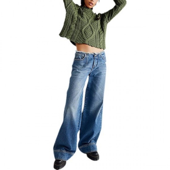 2025 New Autumn/Winter Amazon Independent Station Hot Sale European and American Women's Cable Button Loose Crew Sweater