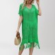 2024 summer Amazon European and American cross-border women's clothing, new solid-color hollowed-out slit beach dress, plus-size cardigan.