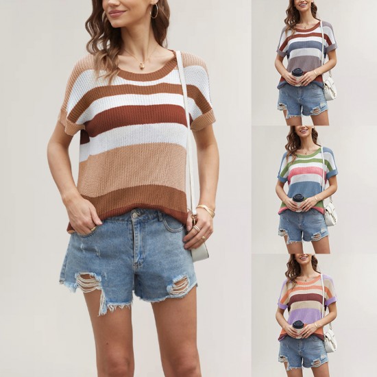 European and American cross-border women's clothing, 2025 Amazon summer new hot-selling beach hollowed-out cardigan, striped solid dress.