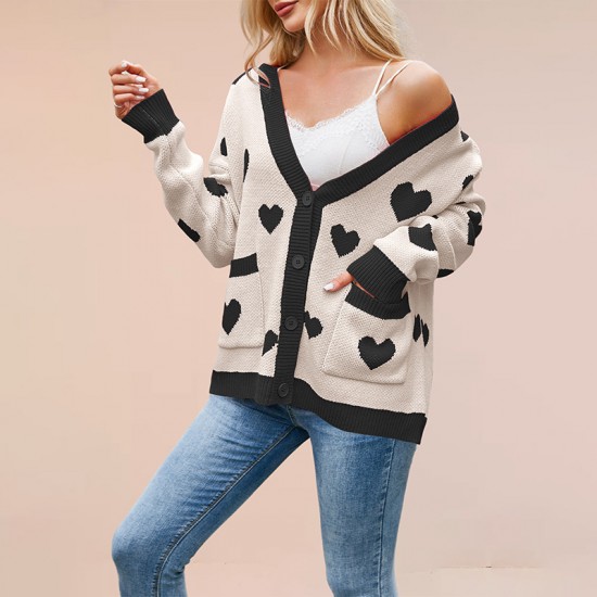 New European and American autumn/winter cross-border women's best-selling Valentine's Day heart-shaped pullover sweater, 2025 plus-size loose sweater