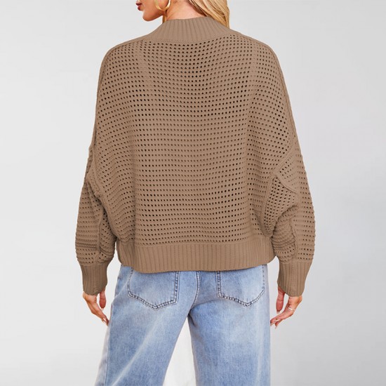 Autumn/Winter 2025 New Tiktok Cross-Border European and American Round Neck Colorblock Fashion Button Contrast Knit Cardigan