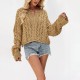 Autumn and winter 2025 new square-neck button-down cross-border knitted sweater for European and American women's hot-selling fashionable loose cardigan