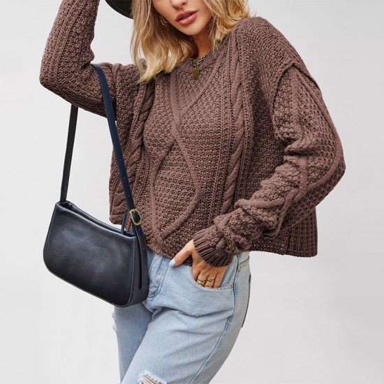 Autumn/Winter Amazon Tiktok Cross-Border European and American Women's Clothing 2025 New Hot-Selling V-Neck Solid Color Off-The-Shoulder Knitwear