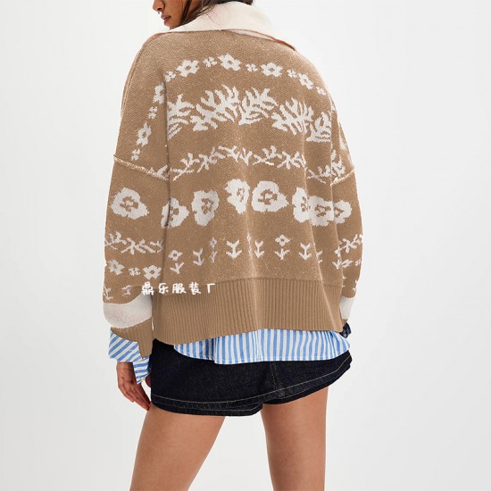 2025 Autumn and Winter New European and American Cross-border Foreign Trade Hot-selling Loose Midi-length Knitted Sweater