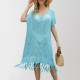 2024 summer Amazon European and American cross-border women's clothing, new solid-color hollowed-out slit beach dress, plus-size cardigan.