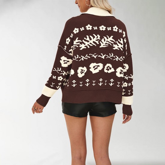 2025 autumn and winter new European and American foreign trade influencer hot-selling sweater, Valentine's Day heart-shaped pullover with large peach color contrasting sweater