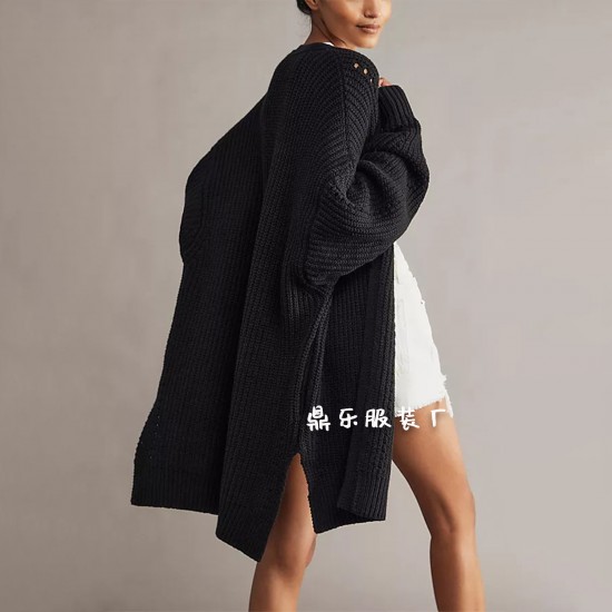 2025 summer new Amazon Temu European and American cross-border women's clothing, hot-selling solid-color knitted V-neck buttoned vest.