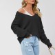 Autumn/Winter Amazon New European and American Women's Clothing 2025 Street Style Round Neck Bell Sleeve Solid Color Crew Neck Sweater