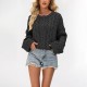 Autumn and winter 2025 new square-neck button-down cross-border knitted sweater for European and American women's hot-selling fashionable loose cardigan