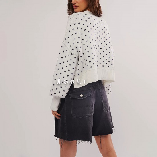 2025 New Autumn/Winter Amazon Temu Hot-Selling Round Oversized, loose-fitting sweater with striped collar for export.