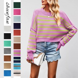 2025 Autumn/Winter new cross-border hot-selling knitted striped button-down fashionable skirt suit European and American Women's Clothing