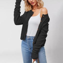 Autumn/Winter New European and American Style Amazon 2025 Hot-Selling V Cable-collared long-sleeved loose cardigan sweater