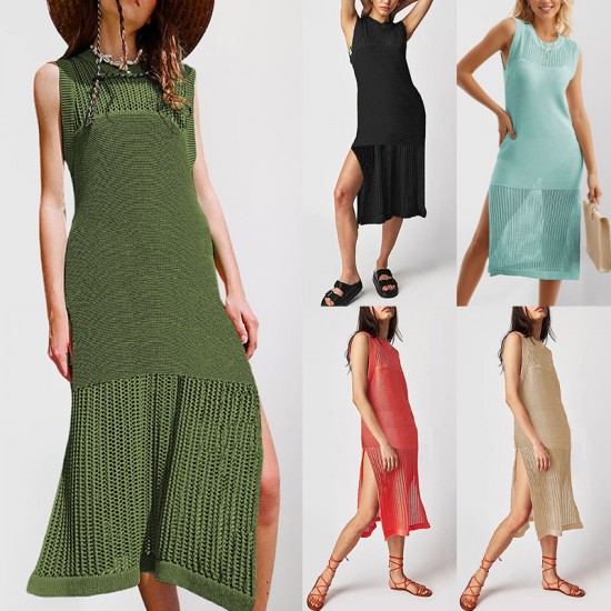 2025 spring and summer European and American hot-selling cross-border women's loose tops, Amazon's new fashionable round-neck hollowed-out knit.