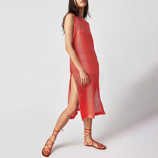 2025 spring and summer European and American hot-selling cross-border women's loose tops, Amazon's new fashionable round-neck hollowed-out knit.