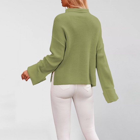 New Fall/Winter 2025 Cross-Border European and American Women's Tiktop Hot-Selling Half-Turtleneck Fashion Pullover Sweater