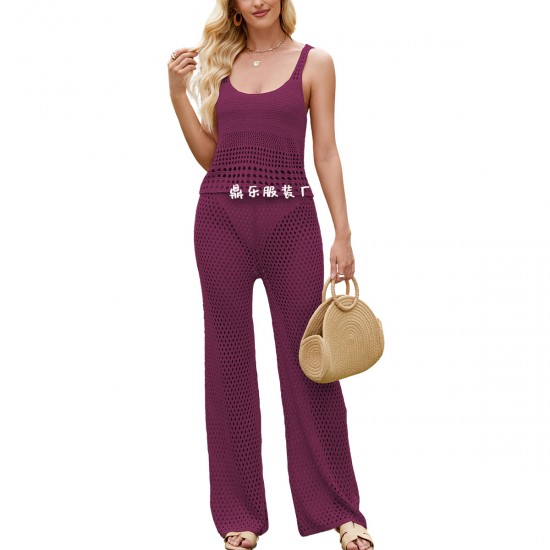 2025 New Cross-Border Amazon Fashion Sexy V-Neck Sleeveless Tank Top Women's Knit Skirt Set