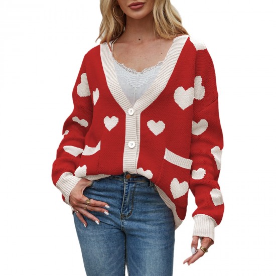 2025 autumn/winter new hot-selling European and American Temu fashionable V-neck batwing sleeve knitted cardigan sweater for women
