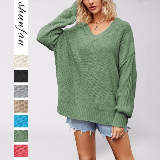 New Fall/Winter 2025 Amazon European and American Women's Clothing, Fashionable Round Neck Sweaters, Short Loose Heart Pullover Sweaters