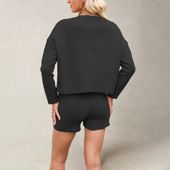 New autumn/winter European and American women's clothing hot-selling 2025 cross-border Amazon knitted cardigan with pockets and buttons