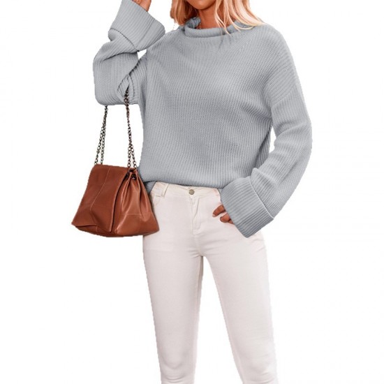 New Fall/Winter 2025 Cross-Border European and American Women's Tiktop Hot-Selling Half-Turtleneck Fashion Pullover Sweater