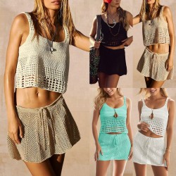 2024 summer new European and American cross-border Amazon sleeveless V-neck fashionable hooded casual knitted dresses for women.