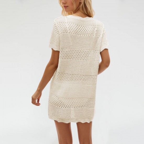 2025 summer new European and American women's street hollowed-out dress, knitted vest dress, hot-selling cross-border independent website.