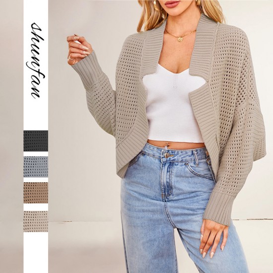 Autumn/Winter 2025 New Tiktok Cross-Border European and American Round Neck Colorblock Fashion Button Contrast Knit Cardigan