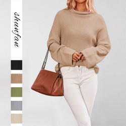 New Fall/Winter 2025 Cross-Border European and American Women's Tiktop Hot-Selling Half-Turtleneck Fashion Pullover Sweater