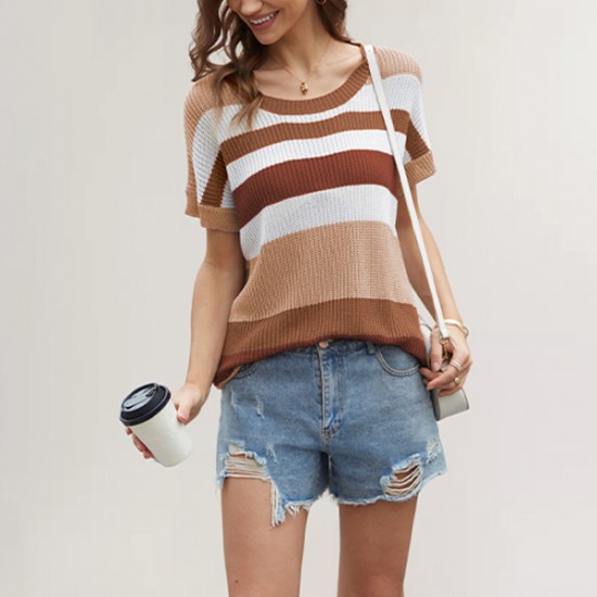 European and American cross-border women's clothing, 2025 Amazon summer new hot-selling beach hollowed-out cardigan, striped solid dress.